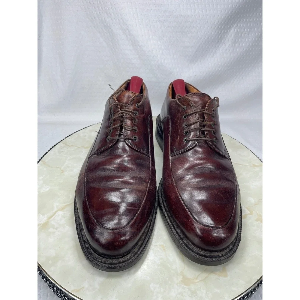Johnston & Murphy Derby Dress Shoes Mens 9 Burgundy Leather Italy Oxford Office